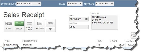 tax services sale receipts